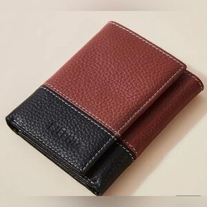 NWT Ciephia RFID Protected Leather Brown/Black Top Layer Cowhide Trifold Wallet